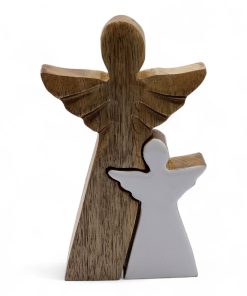 Ángel de madera de mango en Ángel - Esmalte blanco