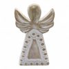 Ángel de madera de mango - lavado blanco